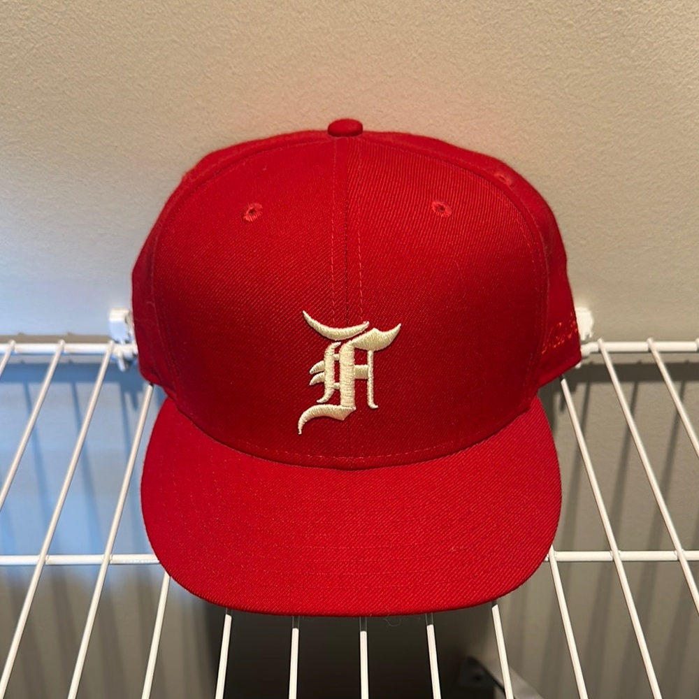 New Era Fear of God Essentials Red Fitted Hat Sz. 7 1/2